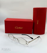 Cartier | C Decor Rimless Geometric Sunglasses – Silver / Grey Gradient