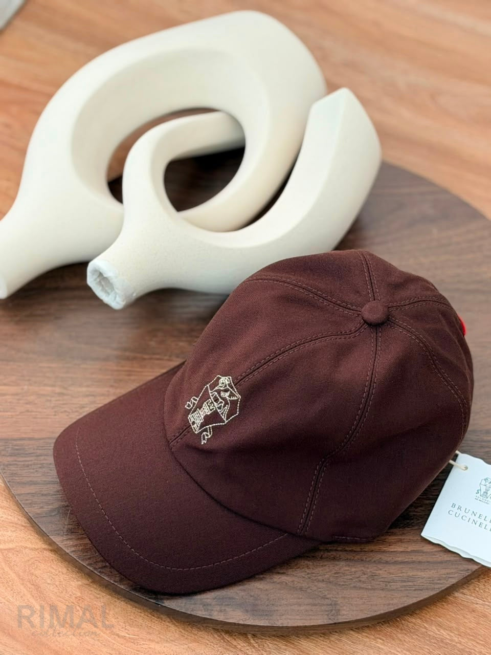 Brunello Cucinelli | Suede Logo Cap Burgundy - View 6