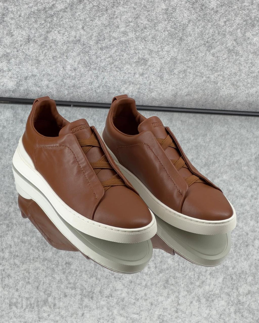 Zegna Footwear | Triple Stitch Brown