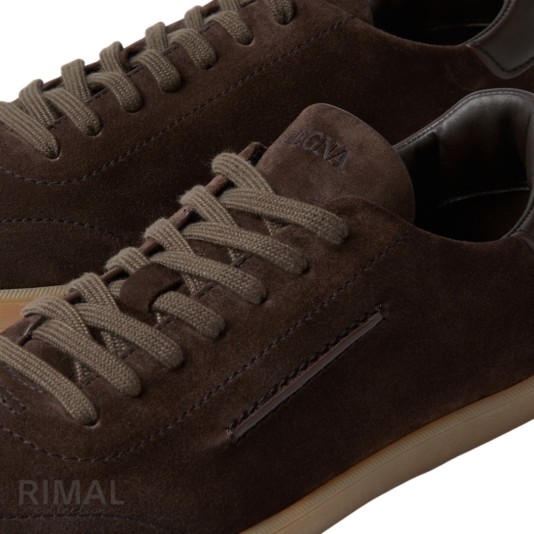 Zegna 232 Suede Sneaker – Dark Brown Suede – View 5
