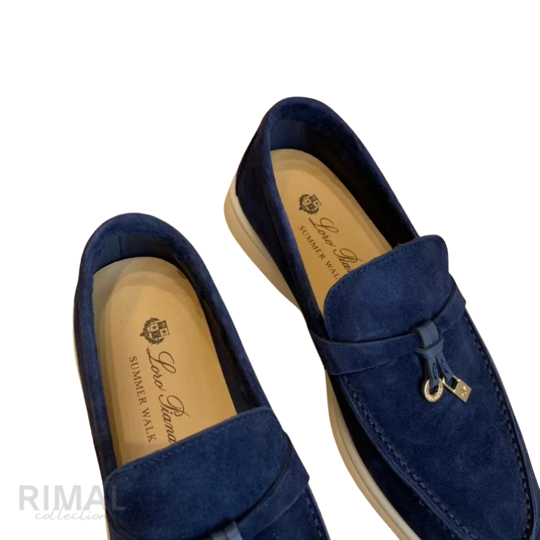 Loro Piana Summer Walk Suede Loafers – Navy Blue - View 3