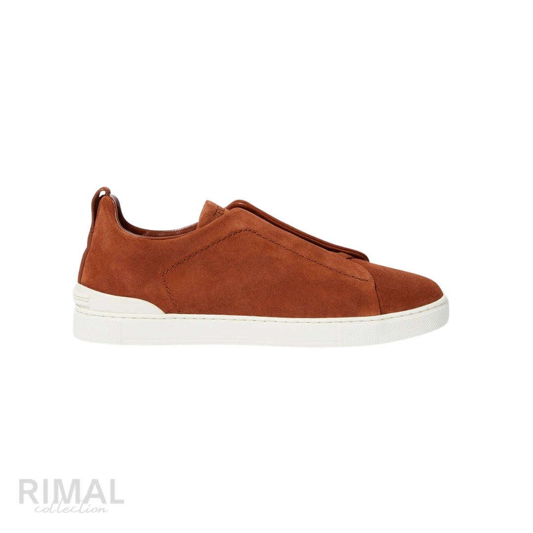 Zegna Triple Stitch Sneakers – Rust Brown - View 1
