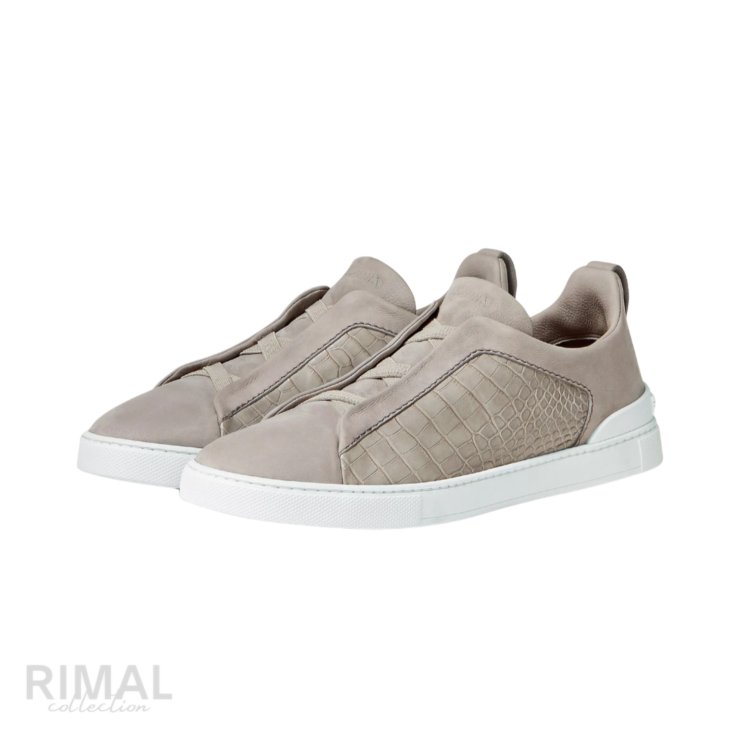Zegna Triple Stitch Sneaker – Alligator & Suede – View 2