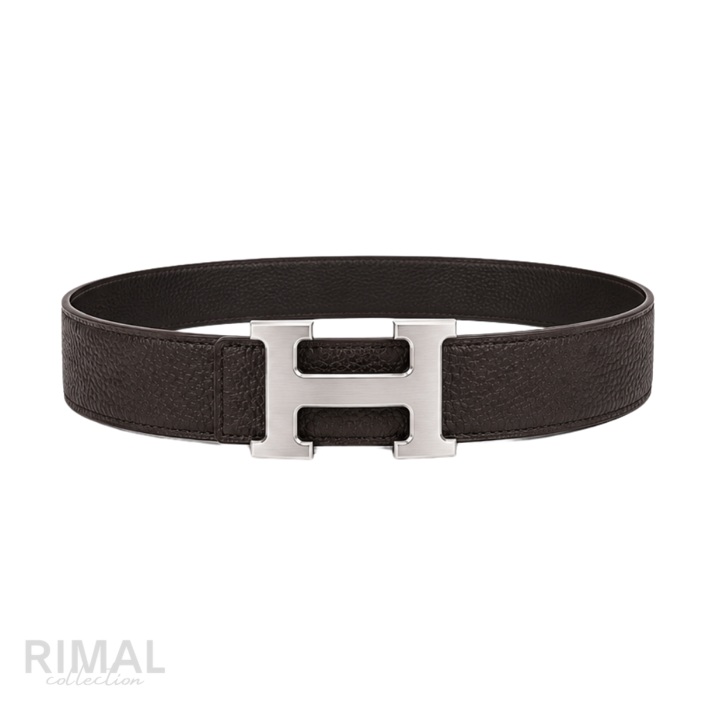 Hermes Dark Dull Brown Silver Logo Belt - image 3