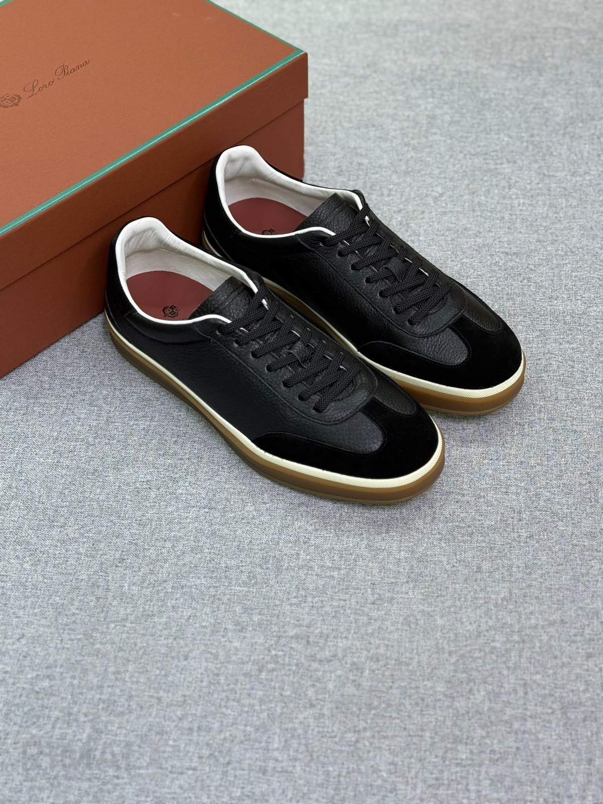 Loro Piana Tennis Walk Suede & Leather Sneakers – Black - View 5