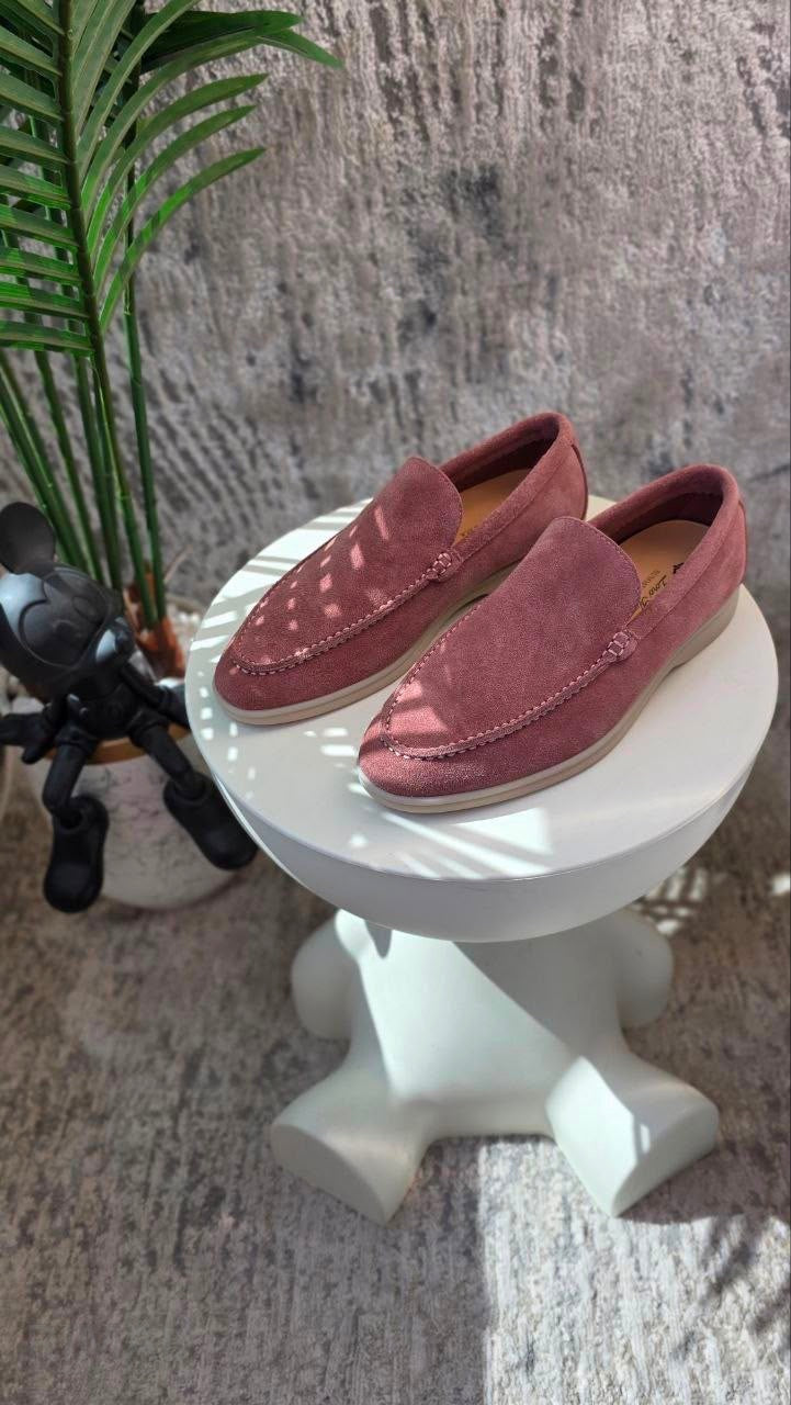 Loro Piana Summer Walk Suede Loafers – Dusty Pink - View 3