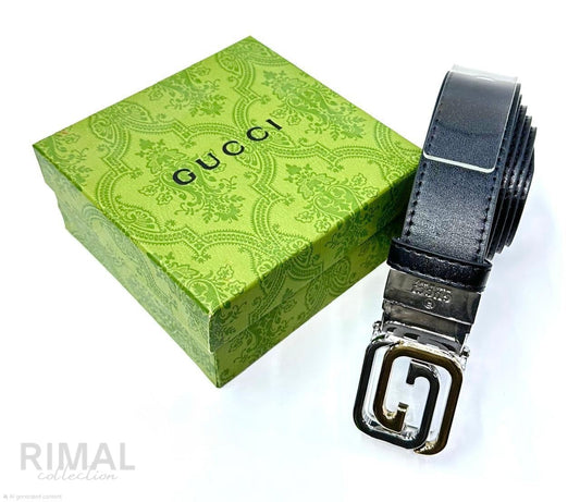 Gucci | Interlocking G Belt – Black / Grain Leather with Black Hardware – Product Image 1