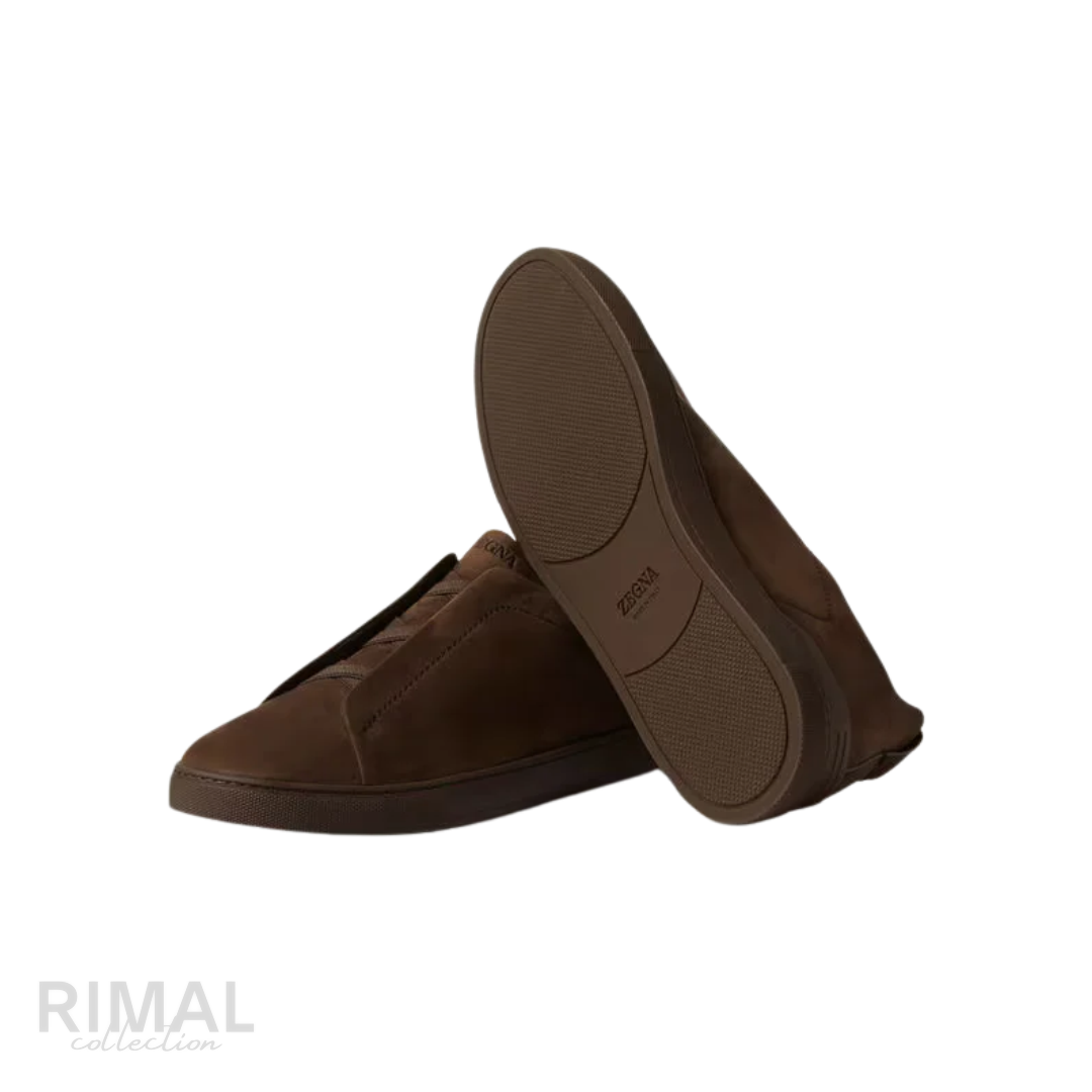 Zegna Triple Stitch Sneaker – Dark Brown SECONDSKIN Leather – View 3