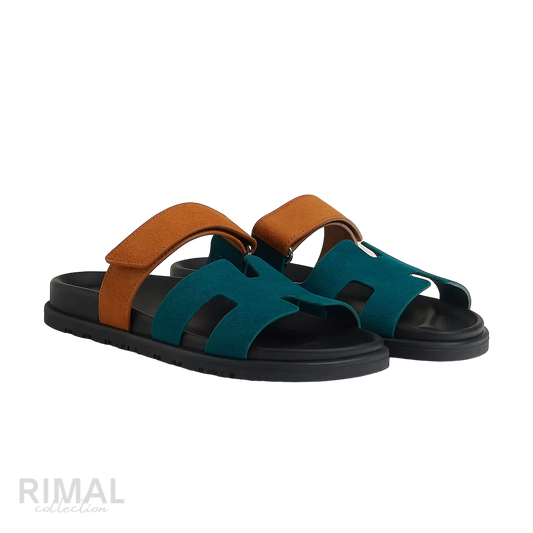 Hermès Chypre Sandals – Vert Mousse / Naturel - View 1