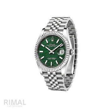 Rolex Datejust Mint Green Waffle Dial Silver Watch - image 2