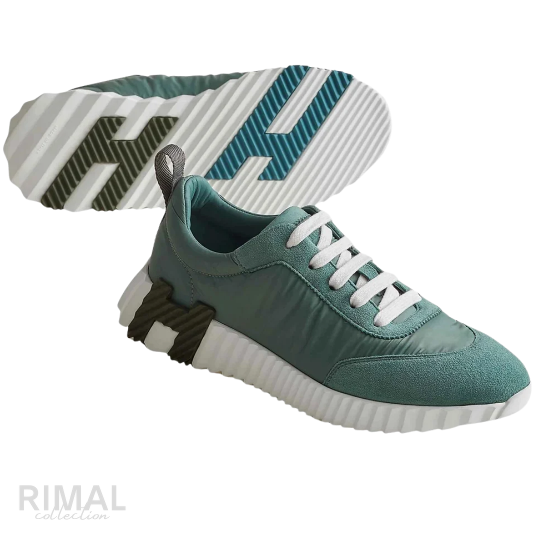 HERMÈS Bouncing Sneaker Canvas Suede Sage Green Olive
