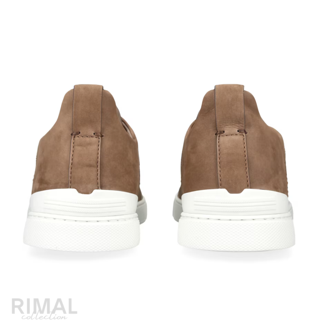 Zegna X3 Stitch Cashmere Croc Sneaker – Brown – View 2