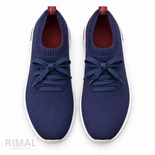 Loro Piana 360 LP Lady Flexy Walk Sneakers in Wish Wool – Navy Blue - View 1