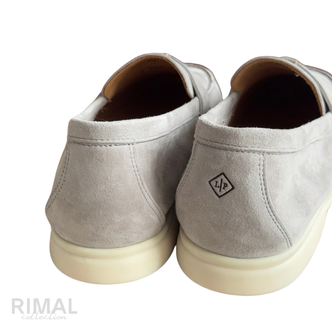 Loro Piana Summer Walk Suede Loafers – Light Grey - View 3