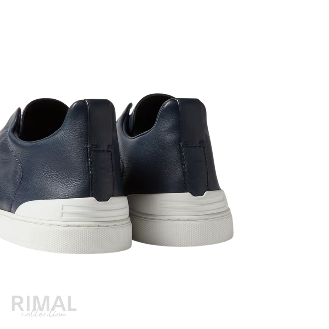 Zegna Triple Stitch Sneaker – Blue SECONDSKIN Leather – View 2