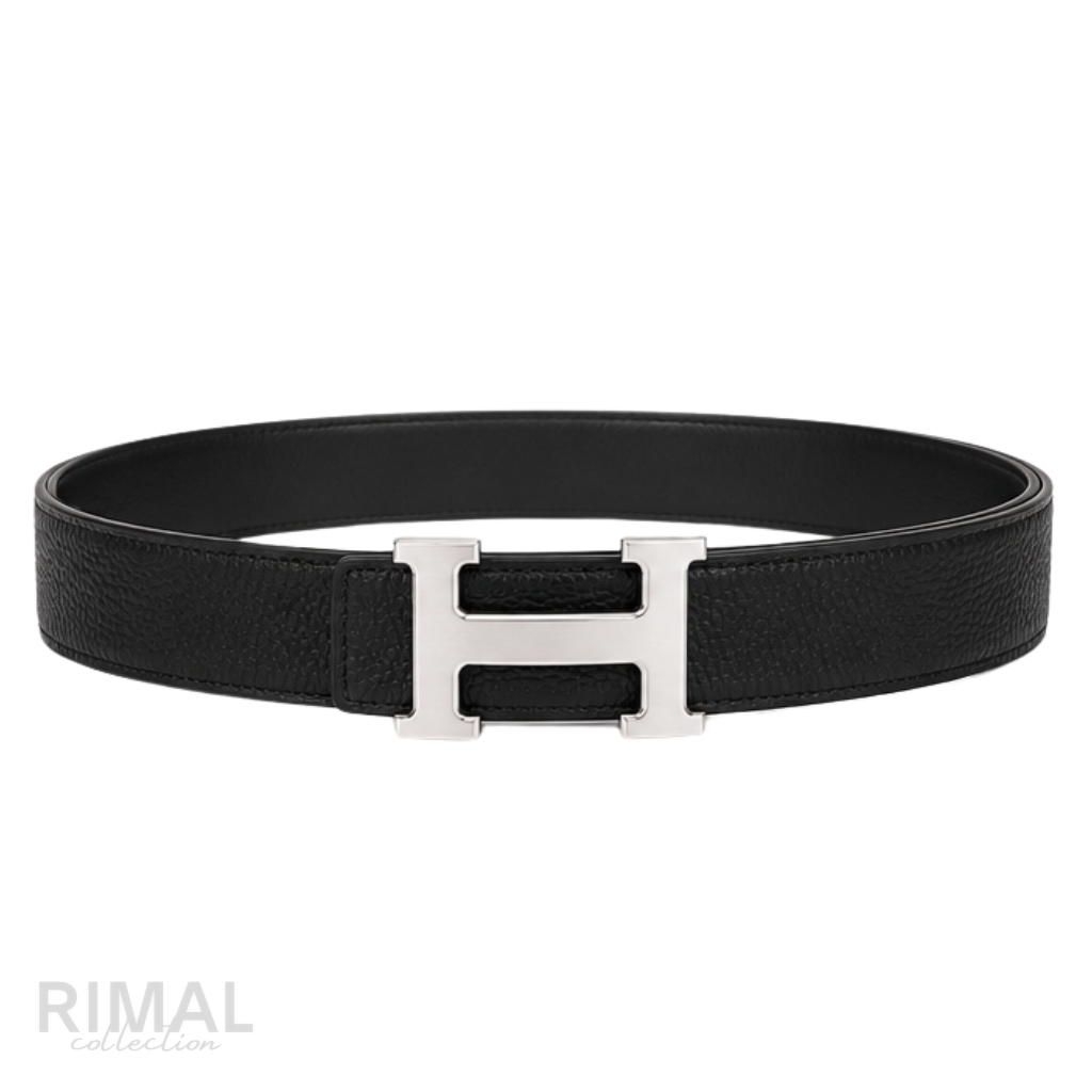 Hermes Black Silver Logo Belt - image 3