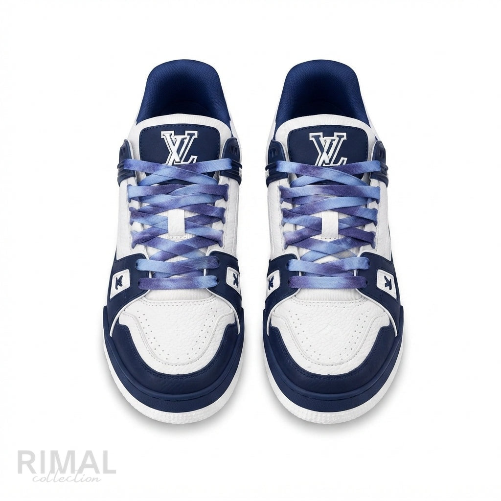 Louis Vuitton LV Trainer Sneakers – White & Navy Blue - View 4