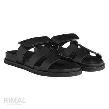 HERMÈS Chypre Sandals Leather All Black Noir Monochrome