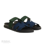 Hermès Chypre Sandals – Bleu Océan / Vert Bouteille