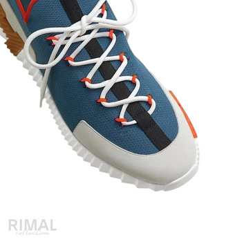HERMÈS Lift Slip-On Sneakers - Multicolor Bleu Turquin Knit & Suede