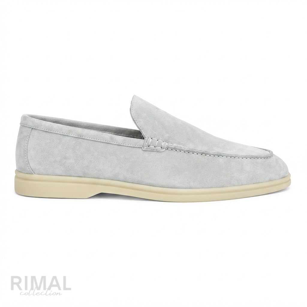 Loro Piana Suede Loafers – Light Grey - View 1