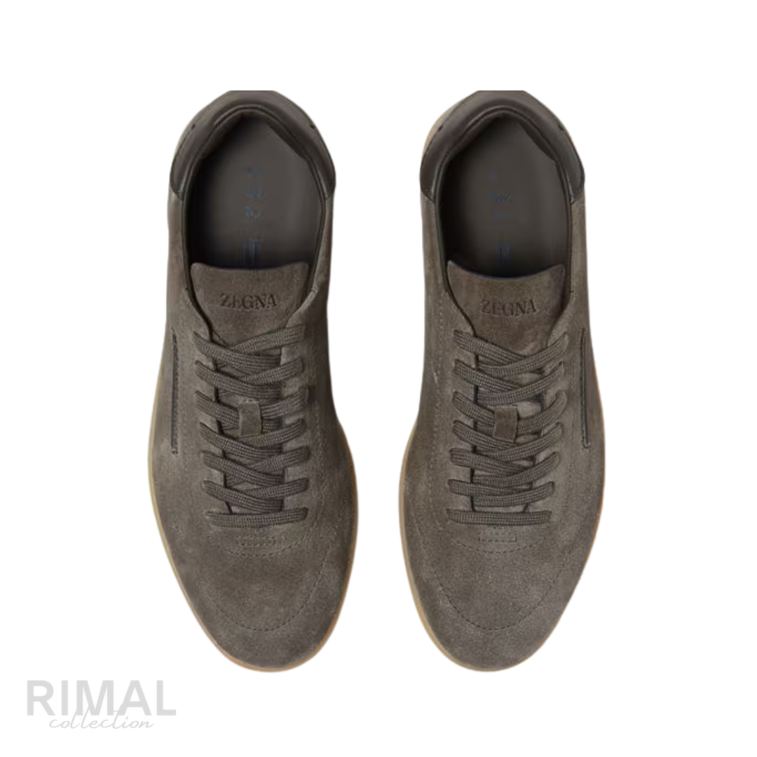 Zegna 232 Suede Sneakers – Dark Taupe - View 4