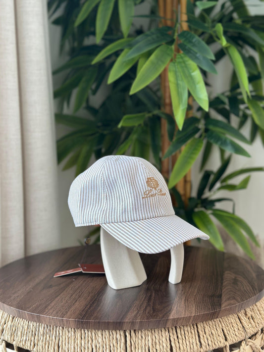 Loro Piana Seersucker Baseball Cap (Teal Blue/White Stripe)