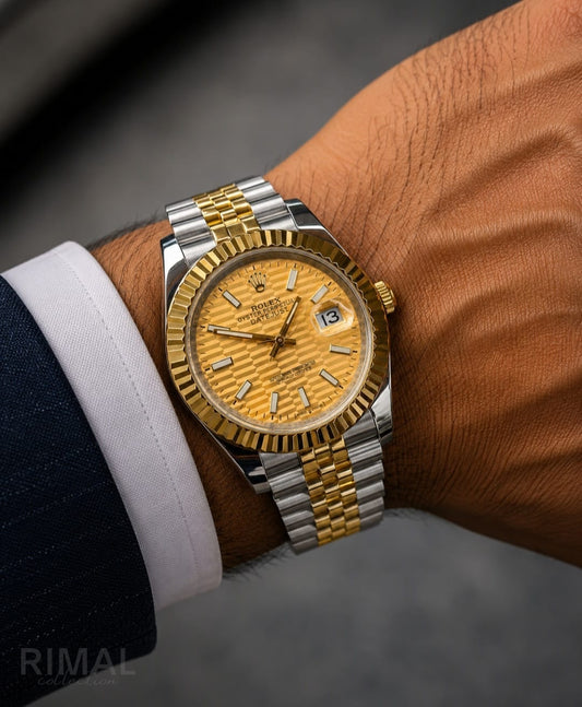 Rolex | Datejust 41 Oystersteel Diamond Dial Watch – White / Gold / Black – Product Image 1