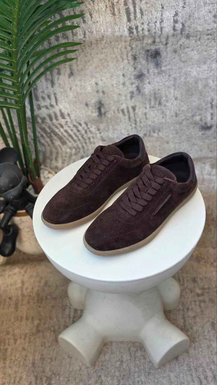 Zegna 232 Suede Sneaker – Dark Brown Suede – View 6