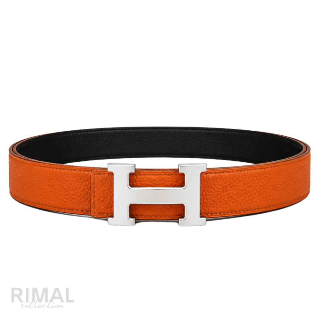 Hermes Orange Silver Logo Belt - image 3