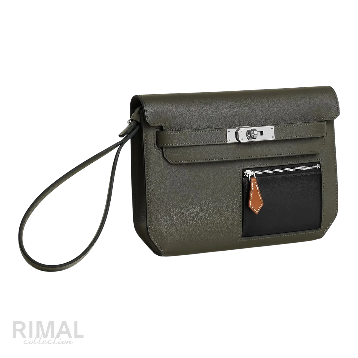 Hermès Depeche 25 Pouch – Vert-De-Gris / Noir / Fauve - View 2