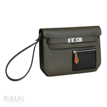 Hermès Depeche 25 Pouch – Vert-De-Gris / Noir / Fauve - View 2