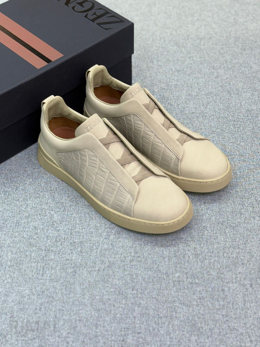 Zegna Footwear | Triple Stitch Crocodile Beige