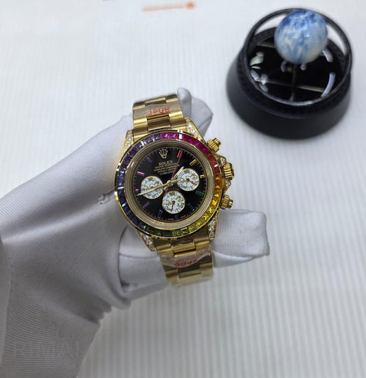 Rolex | Cosmograph Daytona Rainbow Watch – White / Gold / Platinum – Product Image 1