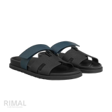 Hermès Chypre Sandals – Noir / Bleu Céleste