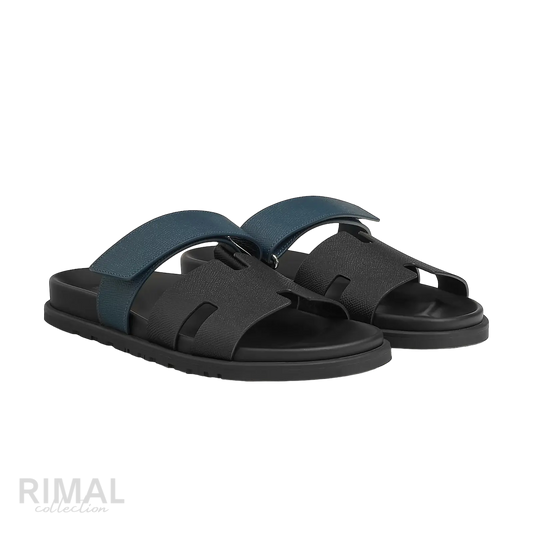 Hermès Chypre Sandals – Noir / Bleu Céleste - View 1