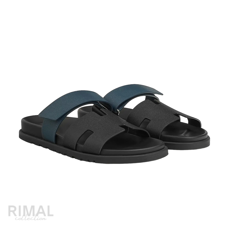 Hermès Chypre Sandals – Noir / Bleu Céleste