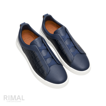 Zegna Sneakers | Crocodile Pattern Navy Blue