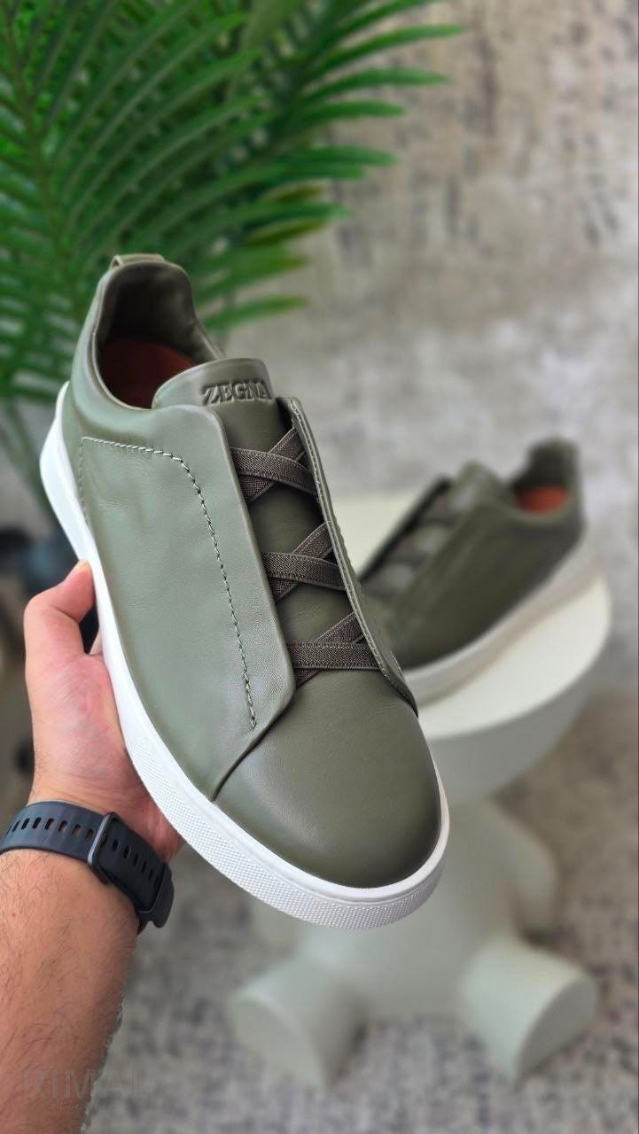 Zegna Triple Stitch Sneakers – Foliage Green - View 5