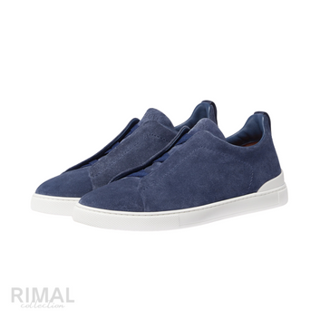 Zegna | Utility Blue Suede Triple Stitch Sneakers - View 2