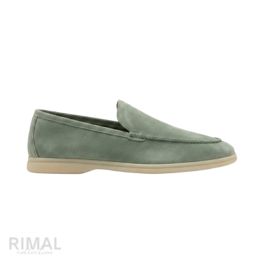 Loro Piana Summer Walk Suede Loafers – Soft Sage Green - View 2