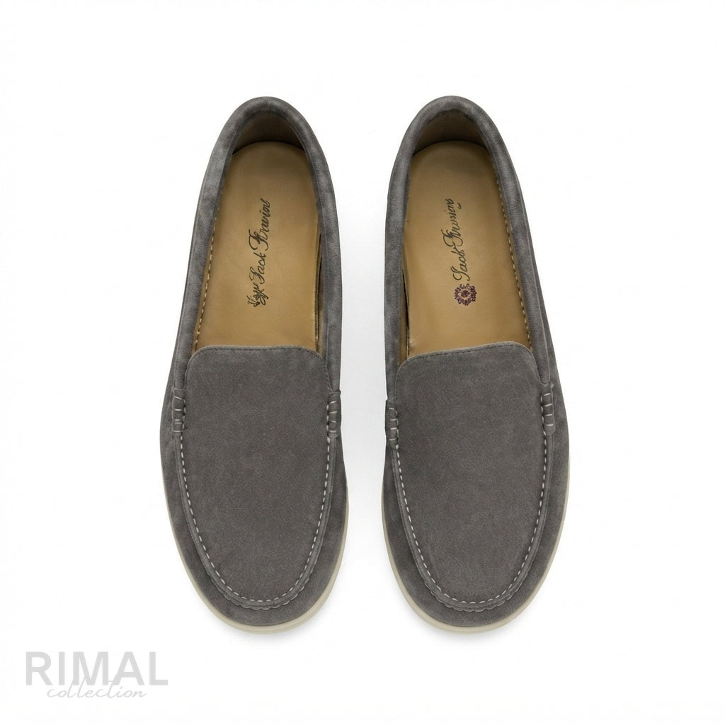 Loro Piana Summer Walk Suede Loafers – Soft Grey - View 1