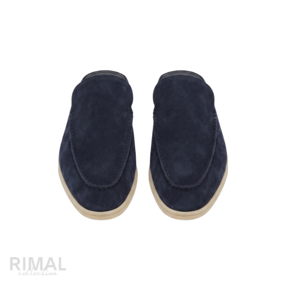 Loro Piana Babouche Walk Suede Slippers – Navy Blue - View 1
