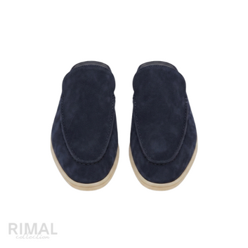 Loro Piana Babouche Walk Suede Slippers – Navy Blue - View 1