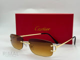 كارتييه | نظارة شمسية Panthère de Cartier مستطيلة بدون إطار – ذهبي / وردي فاتح