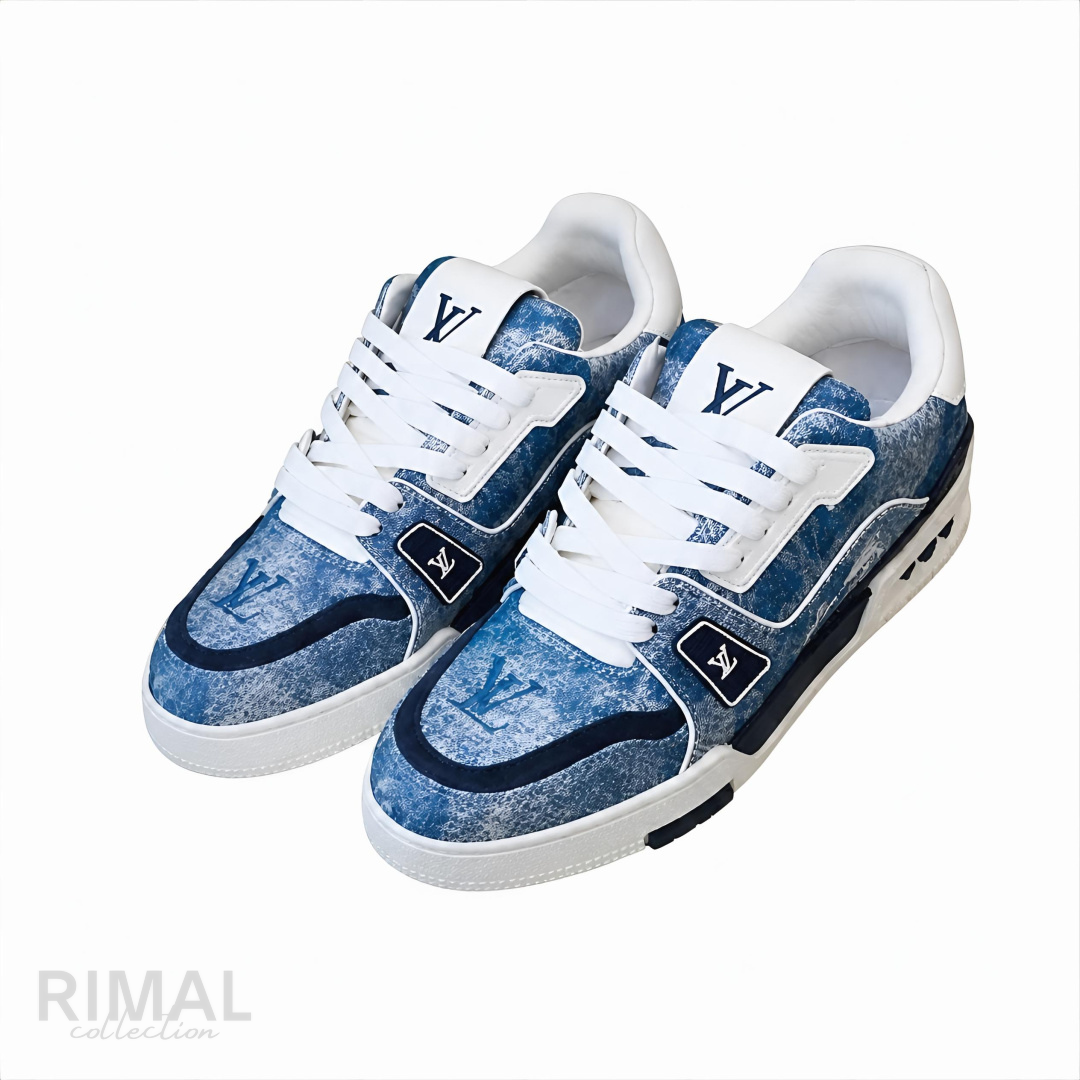 Louis Vuitton LV Trainer Denim Sneakers – Blue & White - View 4