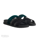 Hermès Chypre Sandals – Noir / Vert Mousse
