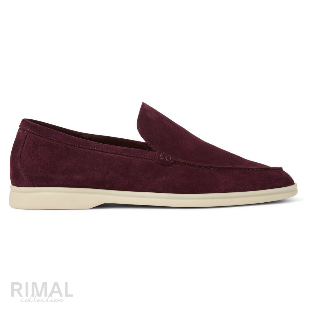 Loro Piana Summer Walk Suede Loafers – Maroon - View 1