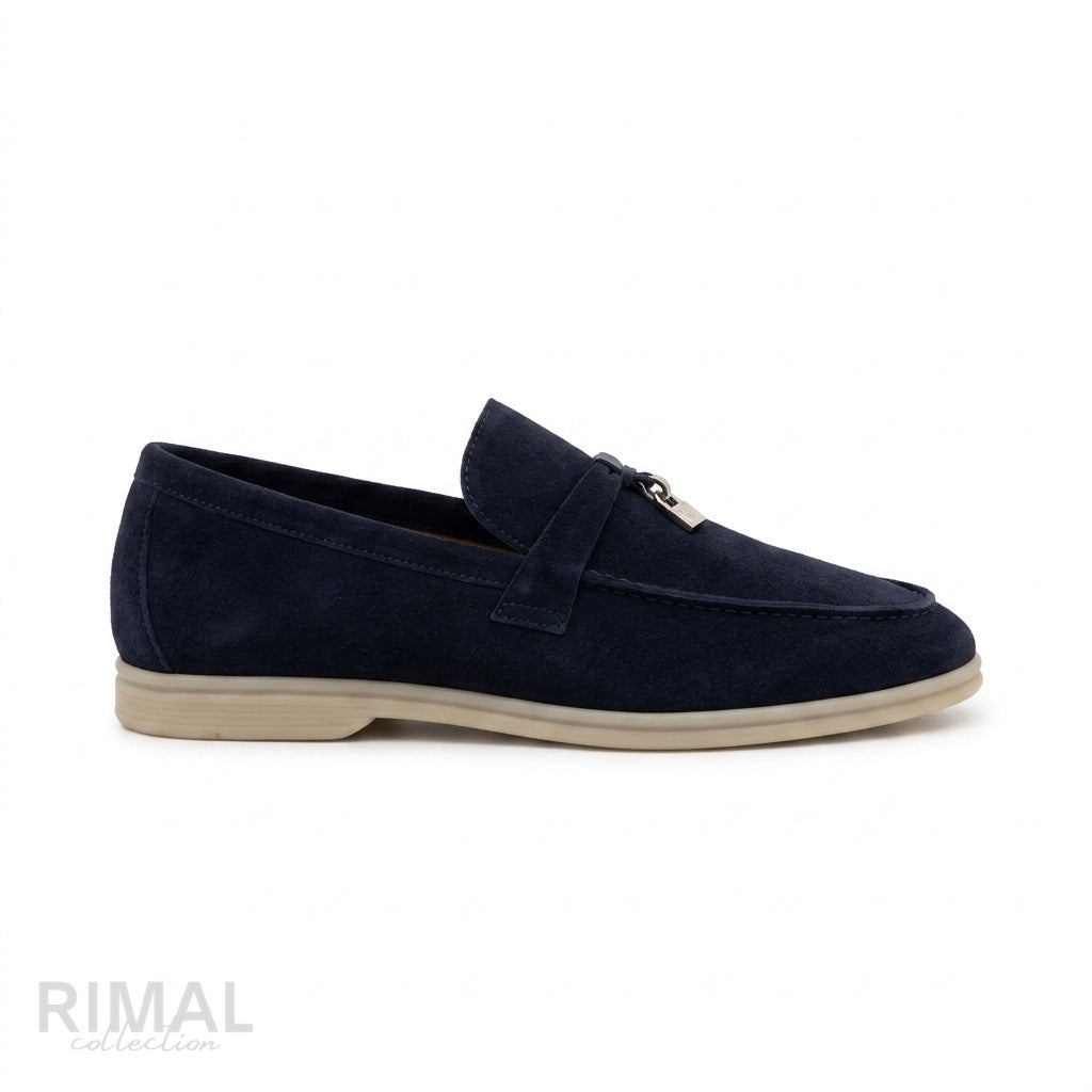 Loro Piana Suede Loafers – Navy Blue - View 1