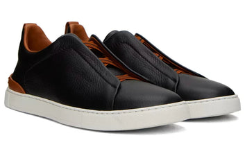 Zegna Triple Stitch Black & Brown Sneaker | Men